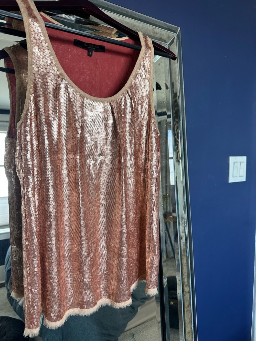 RACHEL Rachel Roy Rose Gold Sequin Tank Top